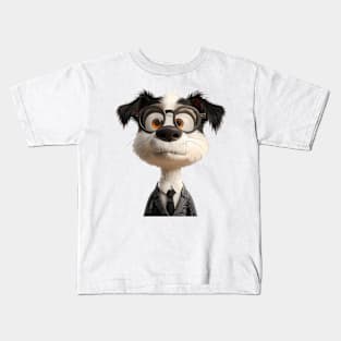 Confused Cute Dog With Big Eyes And Glasses On It Kids T-Shirt